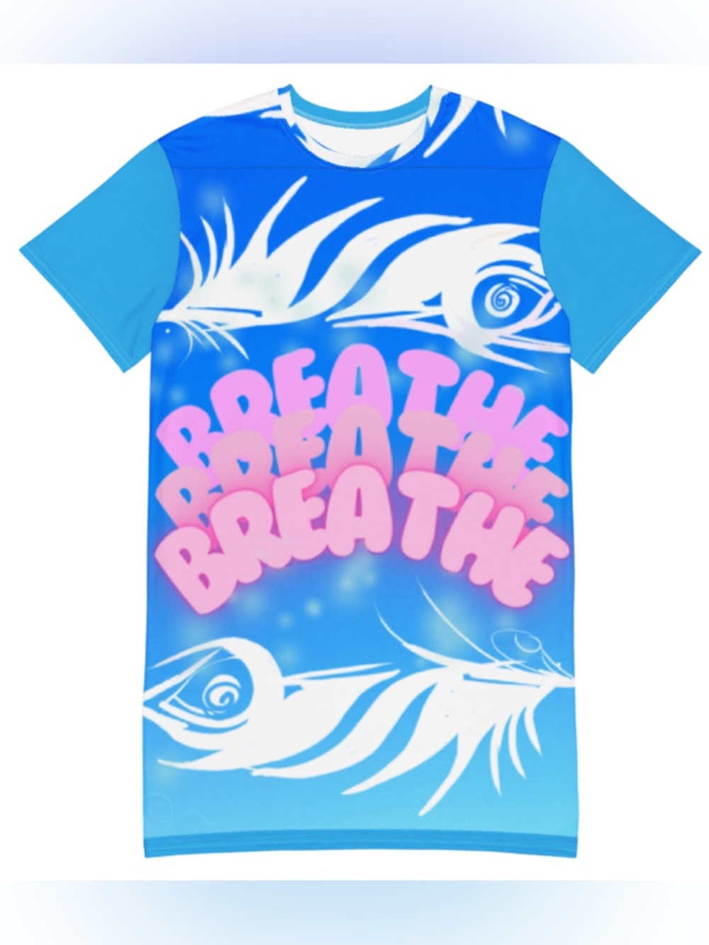 Bright Blue and Pink Pop Art “Breathe” T-Shirt Dress! 💙